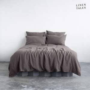 Tmavě šedé lněné povlečení na jednolůžko 140×200 cm – Linen Tales