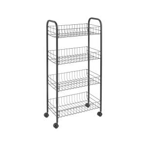 Černý kovový pojízdný regál 41×84 cm Ascona – Metaltex