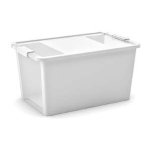 Bílý plastový úložný box s víkem 55x35x28 cm Bi-Box L – KIS