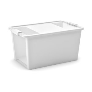 Bílý plastový úložný box s víkem 55x35x28 cm Bi-Box L – KIS