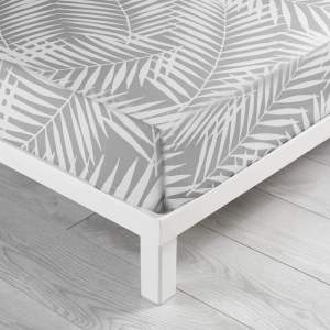 Bílo-šedé napínací bavlněné prostěradlo 90×190 cm Botania – douceur d’intérieur