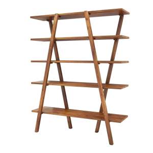 Koňakově hnědá knihovna z borovicového dřeva 120×148 cm Perla – Kalune Design