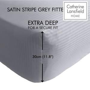 Šedé napínací prostěradlo 90×190 cm Satin Stripe – Catherine Lansfield