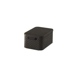 Tmavě hnědý plastový úložný box s víkem 20x29x14 cm Style – Curver