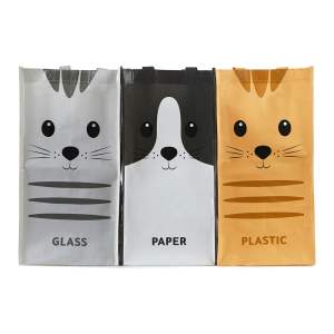 Plastové tašky na tříděný odpad v sadě 3 ks 3×20 l Meow – Balvi