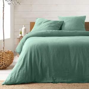 Světle zelené prodloužené mušelínové povlečení na dvoulůžko 240×260 cm Angelia – douceur d’intérieur
