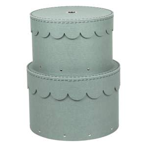 Kartonové úložné boxy s víkem v mentolové barvě v sadě 2 ks ø 26×17,5 cm Wilma – Bigso Box of Sweden