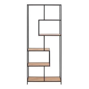 Černá/přírodní knihovna v dekoru dubu 77×185 cm Seaford – Actona