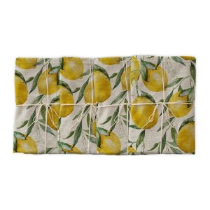 Sada 4 látkových ubrousků s příměsí lnu Really Nice Things Lemons, 43 x 43 cm
