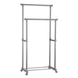 Kovový teleskopický/pojízdný stojan na oblečení ve stříbrné barvě – Premier Housewares