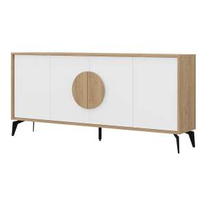Nízká komoda v dekoru dubu v bílo-přírodní barvě 180×82 cm Vae – Marckeric