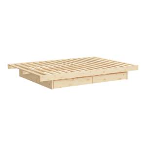 Dvoulůžková postel z borovicového dřeva s úložným prostorem s roštem v přírodní barvě 160×200 cm Kanso – Karup Design