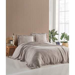 Hnědý set přehozu a povlaků na polštář na dvoulůžko 220×240 cm Ilda – Mijolnir
