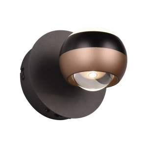 LED nástěnné svítidlo ø 10 cm v černo-měděné barvě Orbit – Trio Select