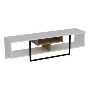 Bílý TV stolek v dekoru dubu 149×40 cm Asal – Kalune Design