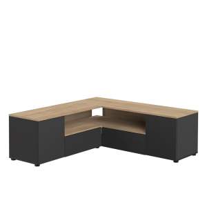 TV stolek v dekoru dubu v černo-přírodní barvě 130×46 cm Angle – TemaHome