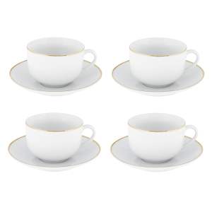 Bílé porcelánové šálky v sadě 4 ks 200 ml Gold Chic – Villa Altachiara