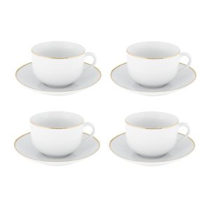 Bílé porcelánové šálky v sadě 4 ks 200 ml Gold Chic – Villa Altachiara