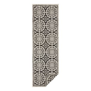 Černo-krémový venkovní koberec NORTHRUGS Jardin, 80 x 250 cm