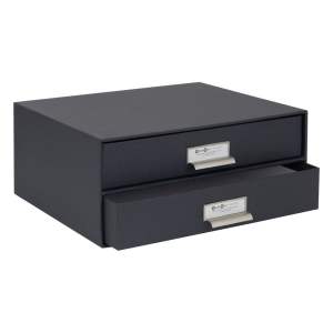 Tmavě šedý 2patrový šuplík na dokumenty Bigso Box of Sweden Birger, 33 x 22,5 cm