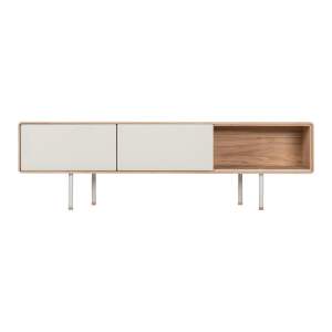 TV stolek z dubového dřeva v bílo-přírodní barvě 160×48 cm Fina – Gazzda