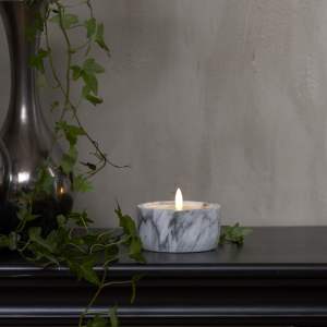 Šedo-bílá betonová LED svíčka Star Trading Flamme Marble, výška 7,5 cm