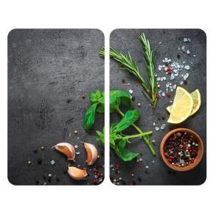 Sada 2 šedých skleněných krytů na sporák Wenko Universal Herbs
