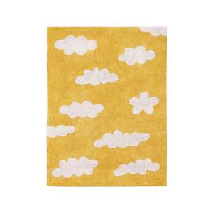 Pratelný ručně tkaný bavlněný dětský koberec v hořčicové barvě 120×160 cm Clouds Mustard – Lorena Canals