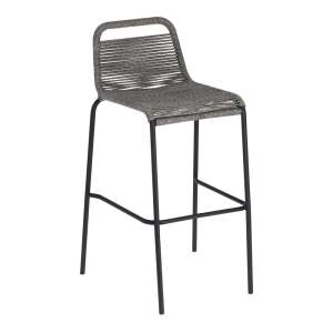 Šedá barová židle s ocelovou konstrukcí Kave Home Glenville, výška 74 cm