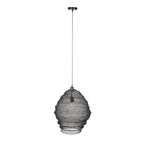 Černé závěsné svítidlo White Label Lena, ø 48 cm