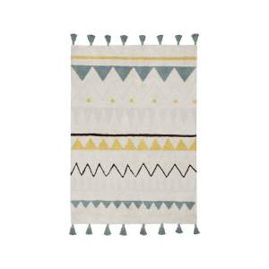 Krémový pratelný ručně tkaný bavlněný dětský koberec 140×200 cm Azteca Vintage Blue – Lorena Canals