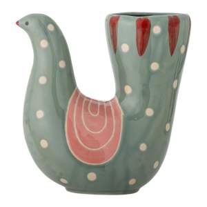 Zelená ručně malovaná váza z kameniny (výška 19 cm) Trudy – Bloomingville