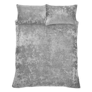 Šedé sametové prodloužené povlečení na dvoulůžko 230×220 cm Crushed – Catherine Lansfield