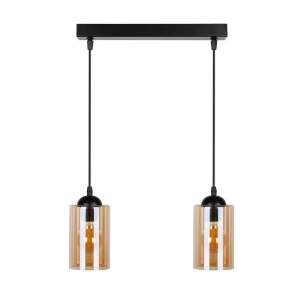 Černé závěsné svítidlo se skleněným stínidlem 10×34 cm Bistro – Candellux Lighting