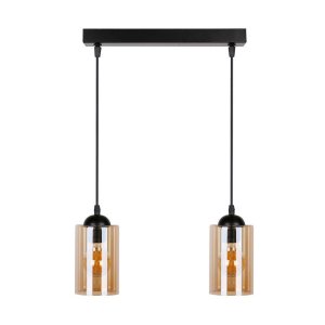 Černé závěsné svítidlo se skleněným stínidlem 10×34 cm Bistro – Candellux Lighting