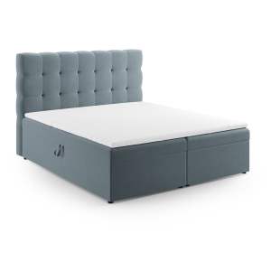 Světle modrá boxspring postel s úložným prostorem 160×200 cm Bali – Cosmopolitan Design