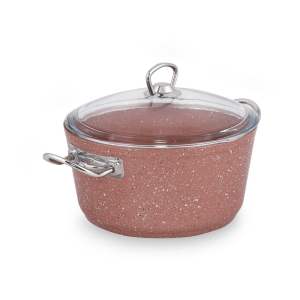 Růžový hliníkový hrnec s poklicí Güral Porselen Classic, ø 22 cm