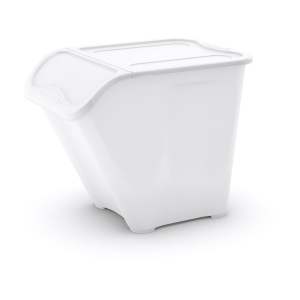 Bílý plastový úložný box s víkem 55x39x46 cm All In Box – KIS