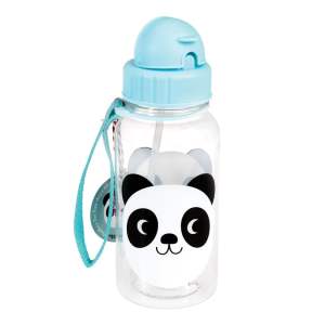 Modrá dětská láhev s brčkem Rex London Miko The Panda, 500 ml