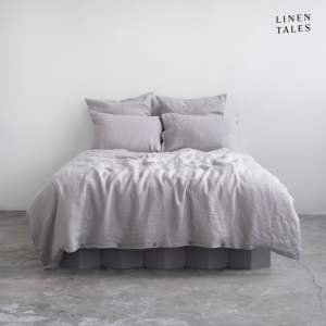 Světle šedé lněné povlečení na jednolůžko 135×200 cm – Linen Tales