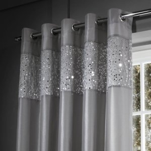 Šedé závěsy v sadě 2 ks 168×183 cm Glitzy Sequin – Catherine Lansfield