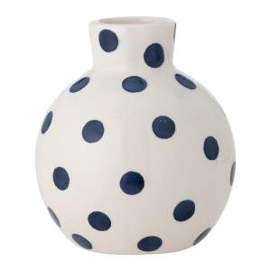 Bílá keramická ručně malovaná váza (výška 11 cm) Fian – Bloomingville