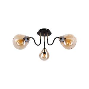 Stropní svítidlo se skleněným stínidlem v černo-zlaté barvě Unica – Candellux Lighting