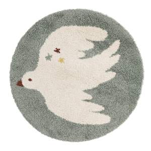 Světle zelený dětský koberec ø120 cm Bohemian Bird Aqua – Nattiot