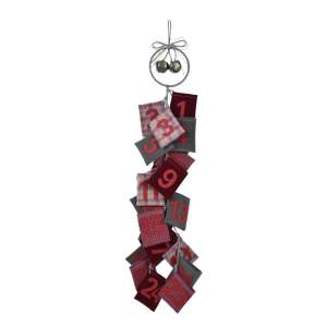 Červený závěsný adventní kalendář z vlny Ego Dekor Advent, výška 77 cm