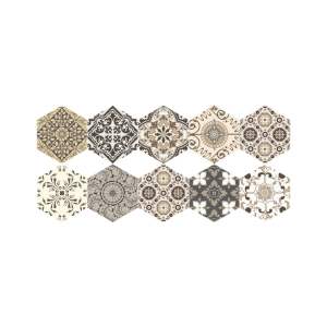 Sada 10 samolepek na podlahu Ambiance Floor Stickers Hexagons Luiza, 40 x 90 cm