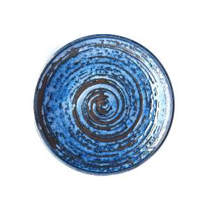 Modrý keramický talíř MIJ Copper Swirl, ø 25 cm