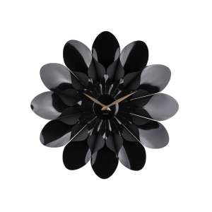Černé nástěnné hodiny Karlsson Flower, ø 60 cm