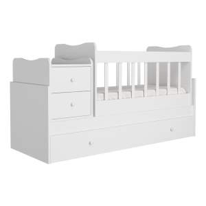 Bílá postýlka s úložným prostorem 60×120 cm Sansa – Kalune Design