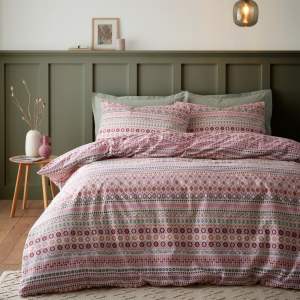 Červené flanelové povlečení na dvoulůžko 200×200 cm Fair isle – Catherine Lansfield